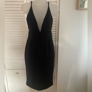 Oh My Love Black Plunge Sheath Dress